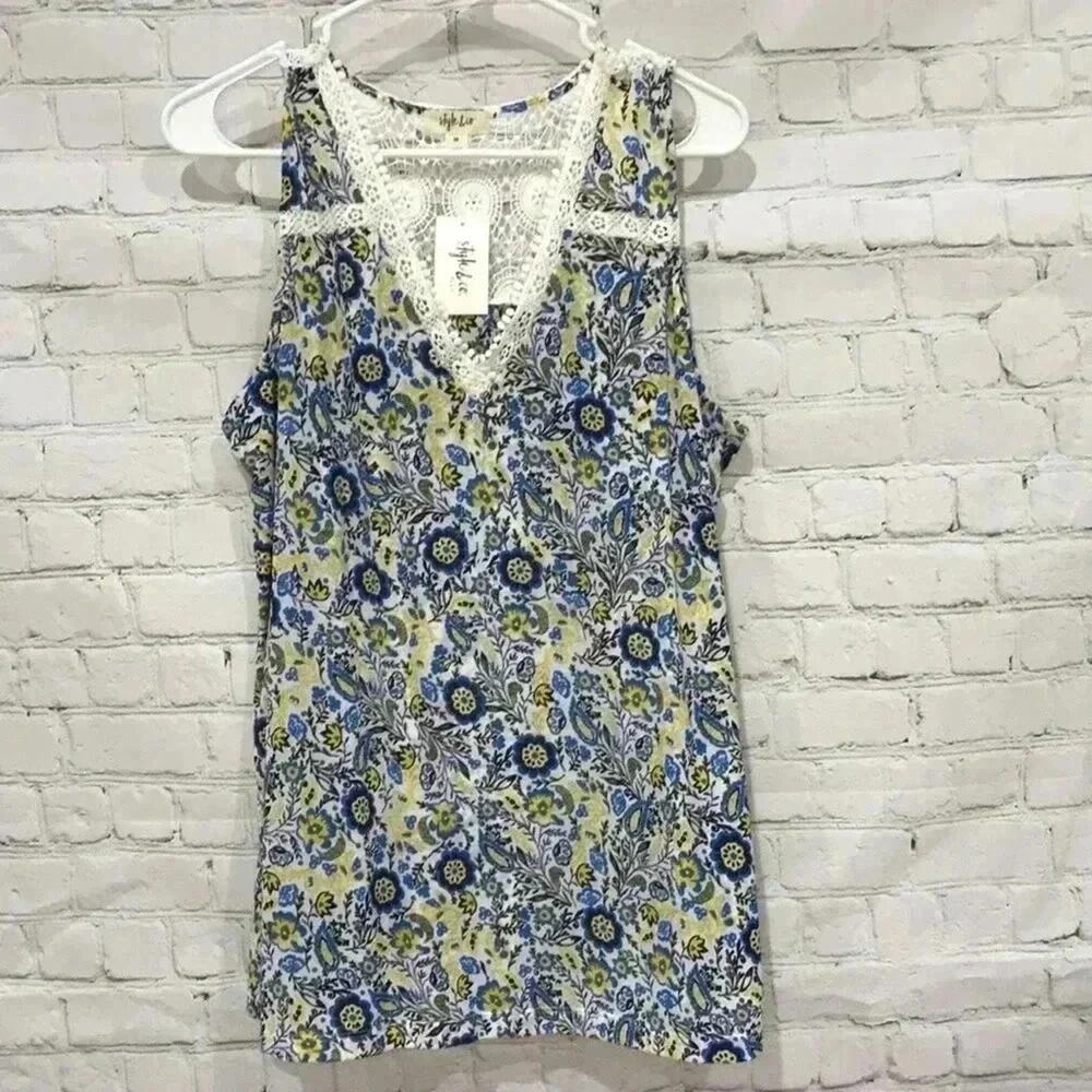 Style & Co Floral Tank Top Size 0X